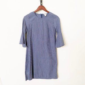J.Crew Bell Sleeve Chambray Striped Shift Dress